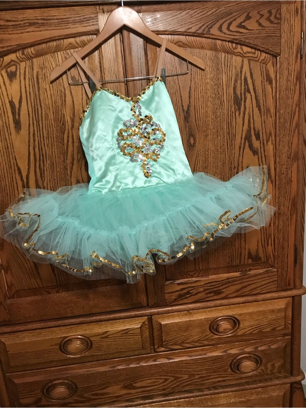 Curtain Call Girls Large Ballet Dance Tutu Mint Green Costume Leotard